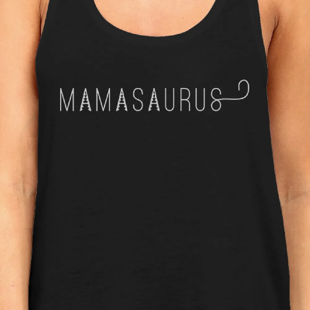 Mamasaurus Womens Black Sleeveless Graphic Tee Gift For Mom of Boys