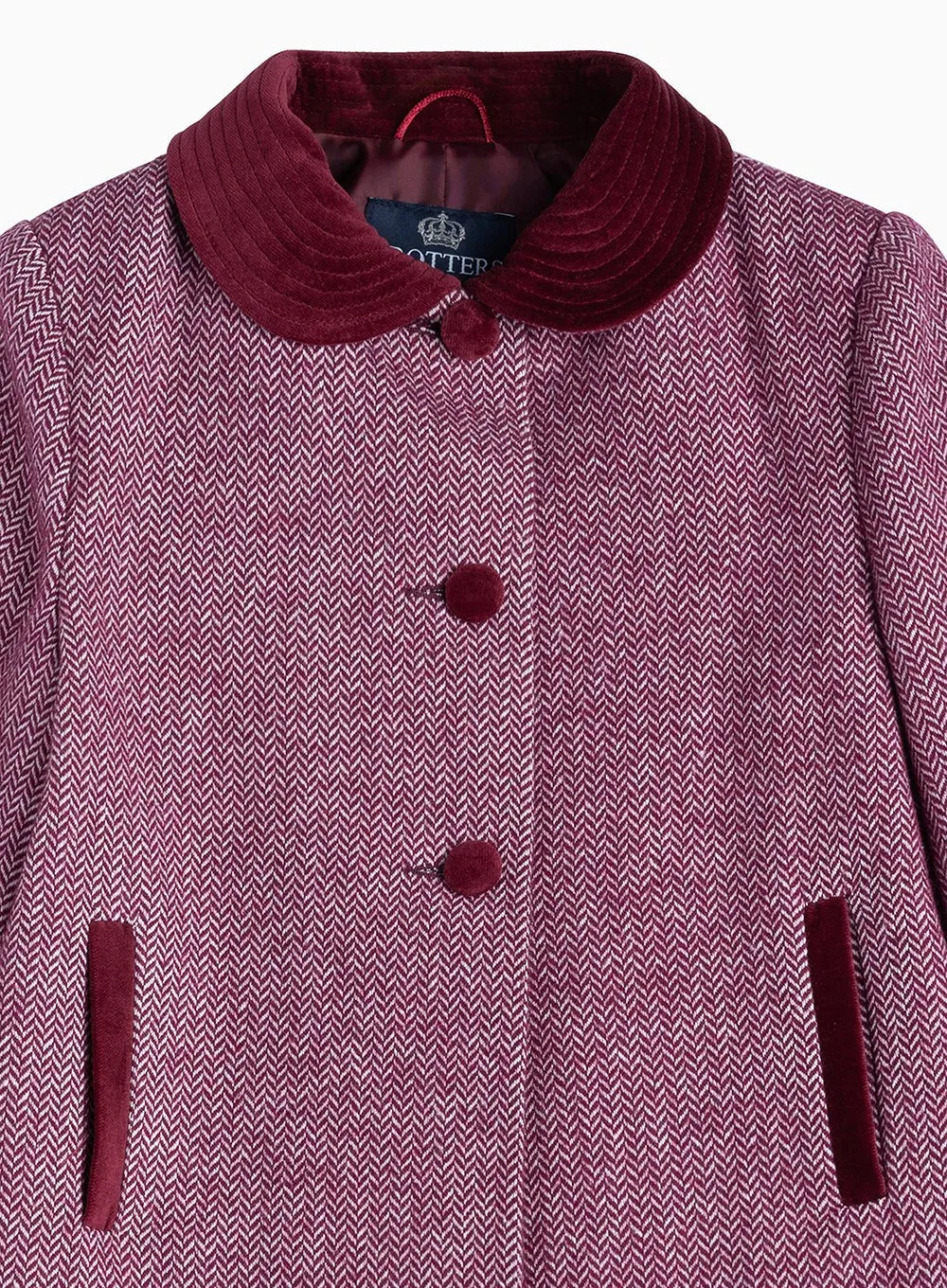 Matilda Swing Coat in Pink Herringbone