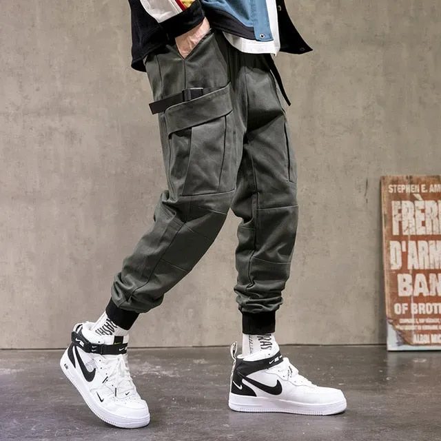 Mens Cargo Pants Men Fashion 2021 Green Solid Joggers Hip Hop Harajuku Japanese Streetwear Trousers Male Pants Men