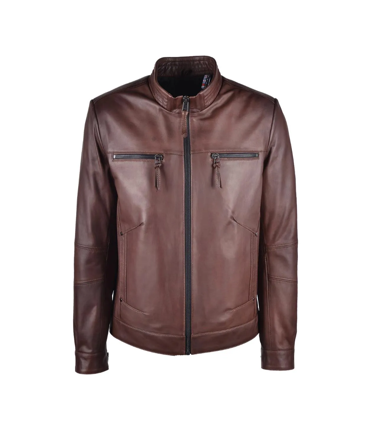 Men`s Casual Wax  Brown Leather Jacket