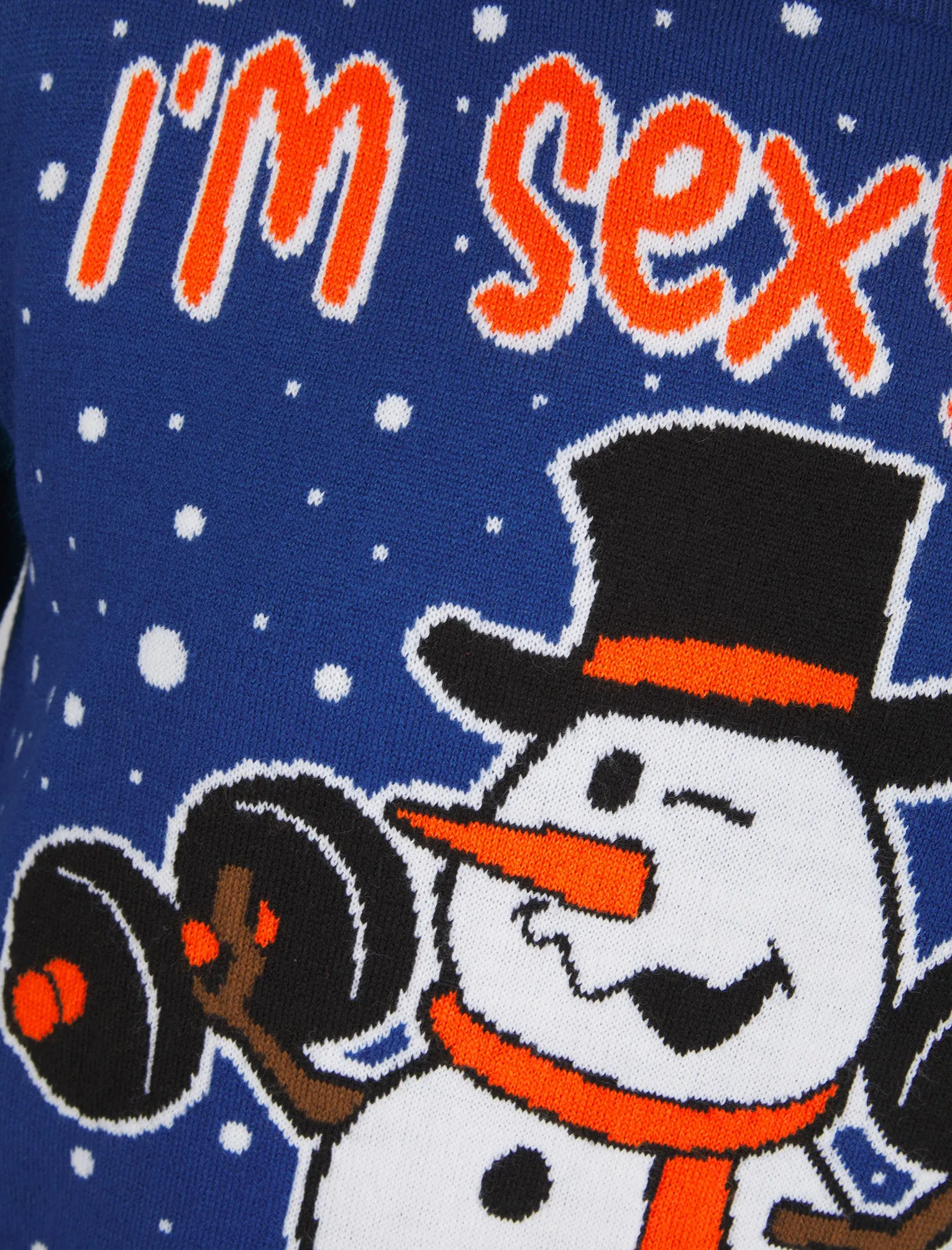 Men's Snow It 2 Workout Motif Novelty Knitted Christmas Jumper in Limoges Blue - Merry Christmas