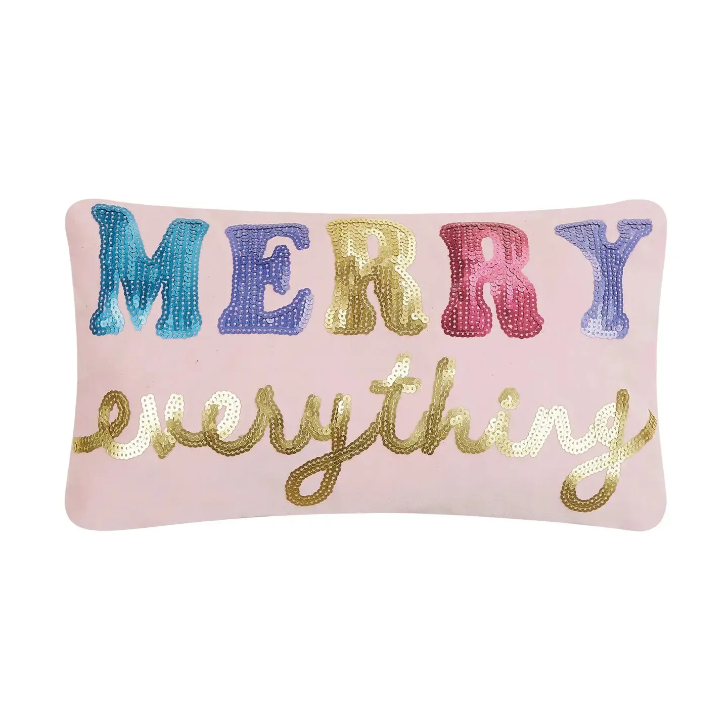 Merry Every Sequin Embroidered Pillow