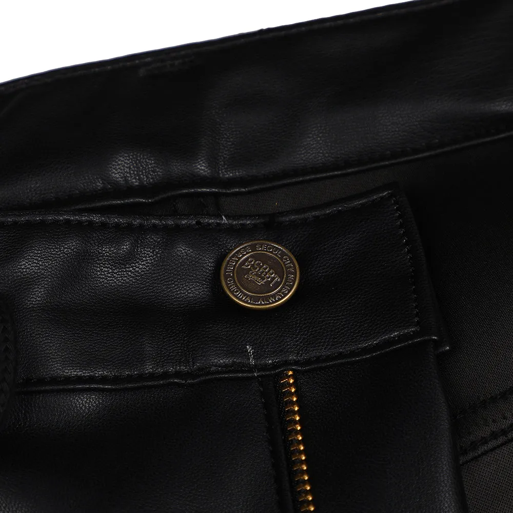 MID90 BAGGY VEGAN LEATHER PANTS BLACK