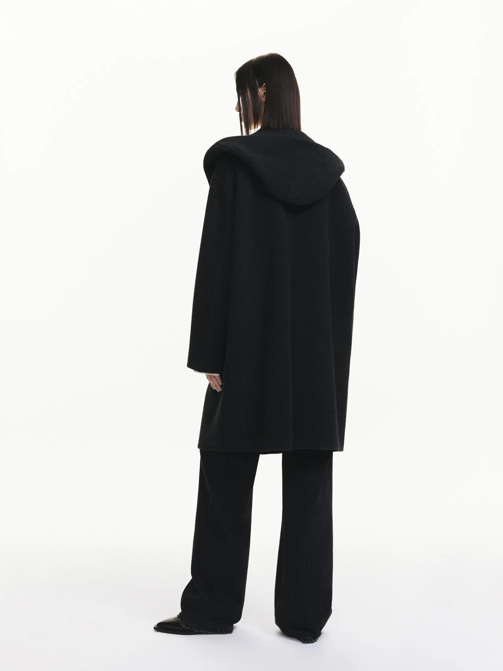 Midi Hooded Wool Coat