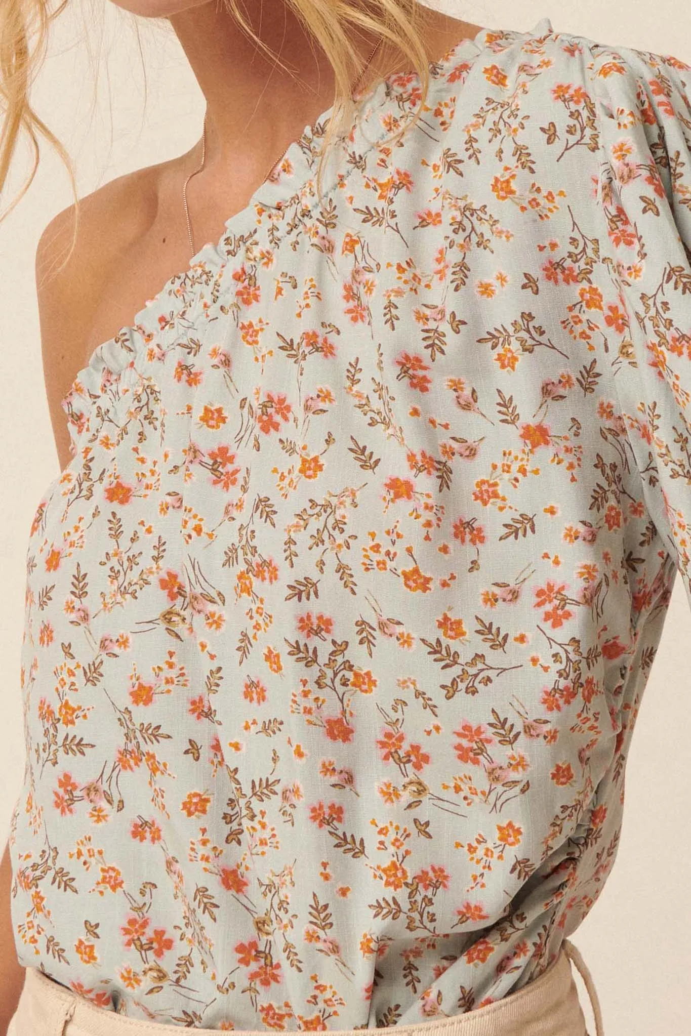 Morning Bloom Floral-Print One-Shoulder Bodysuit