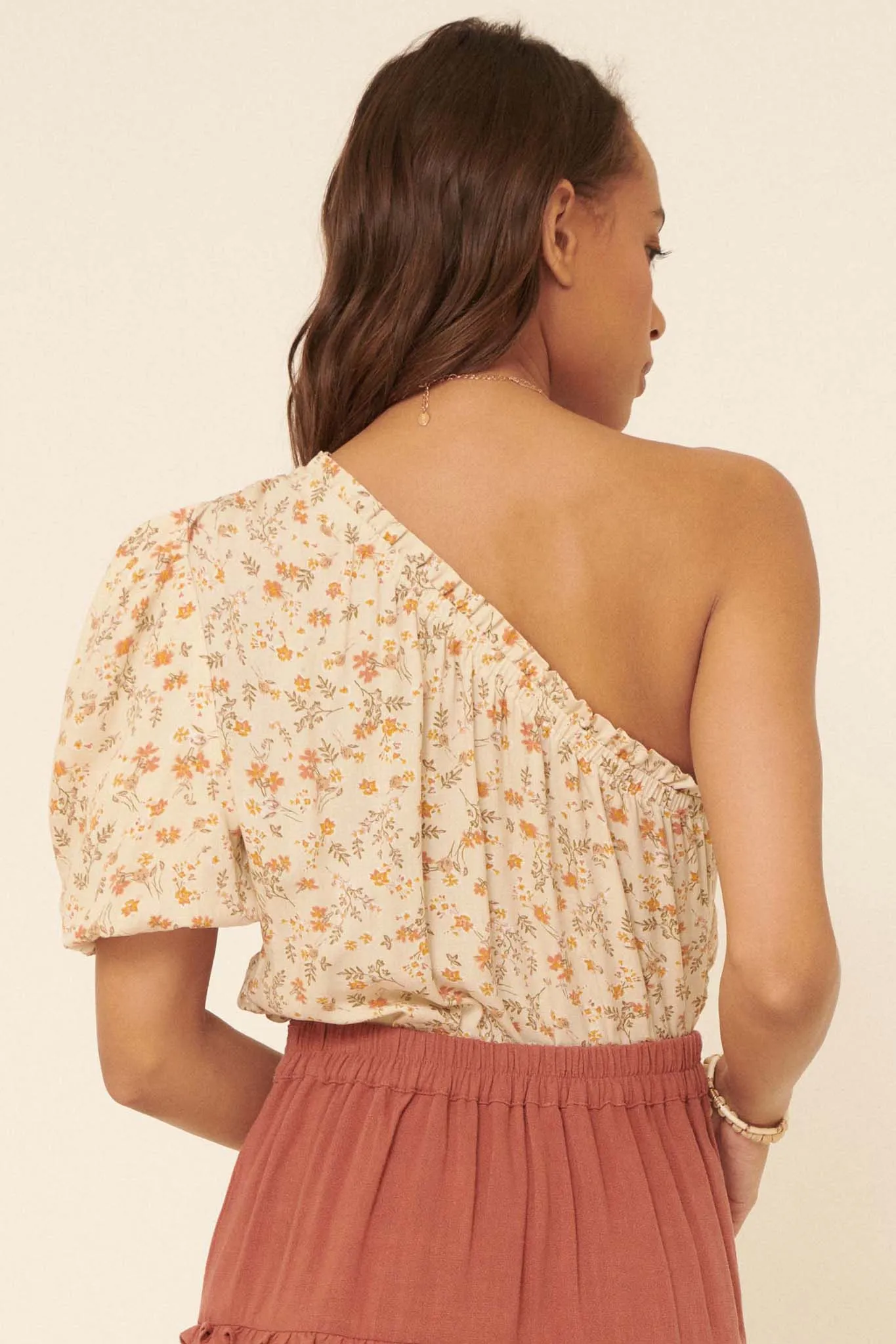 Morning Bloom Floral-Print One-Shoulder Bodysuit