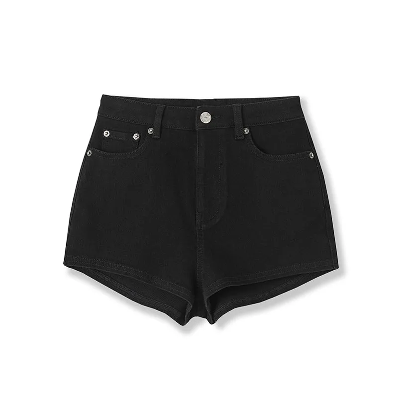 Multidimensional Vision Elastic High Waist Black Denim Shorts