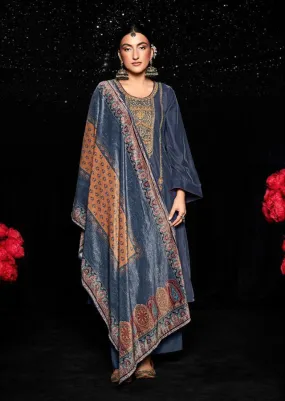 Mumtaz Arts Unstitched Blue Winter Velvet Salwar Suits for Women