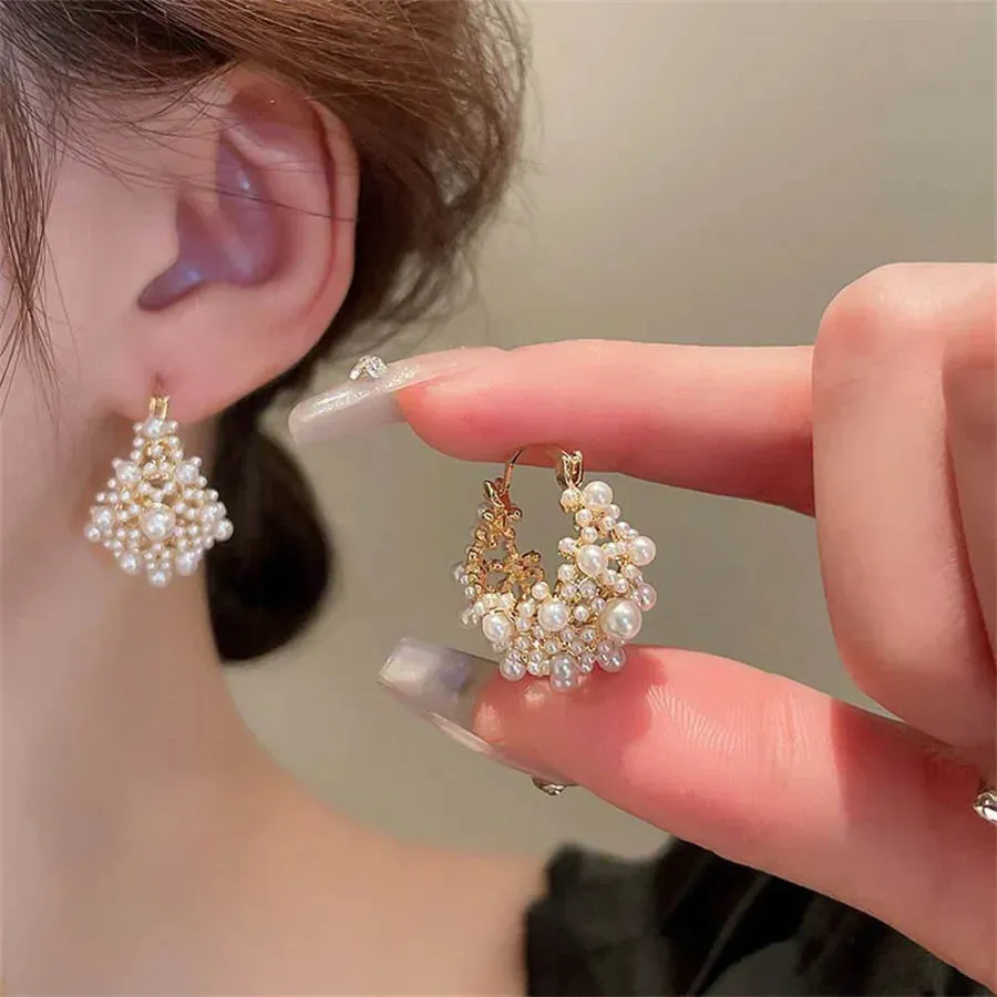 New Simple Temperament Circle Pearl Small Versatile Korean Earring