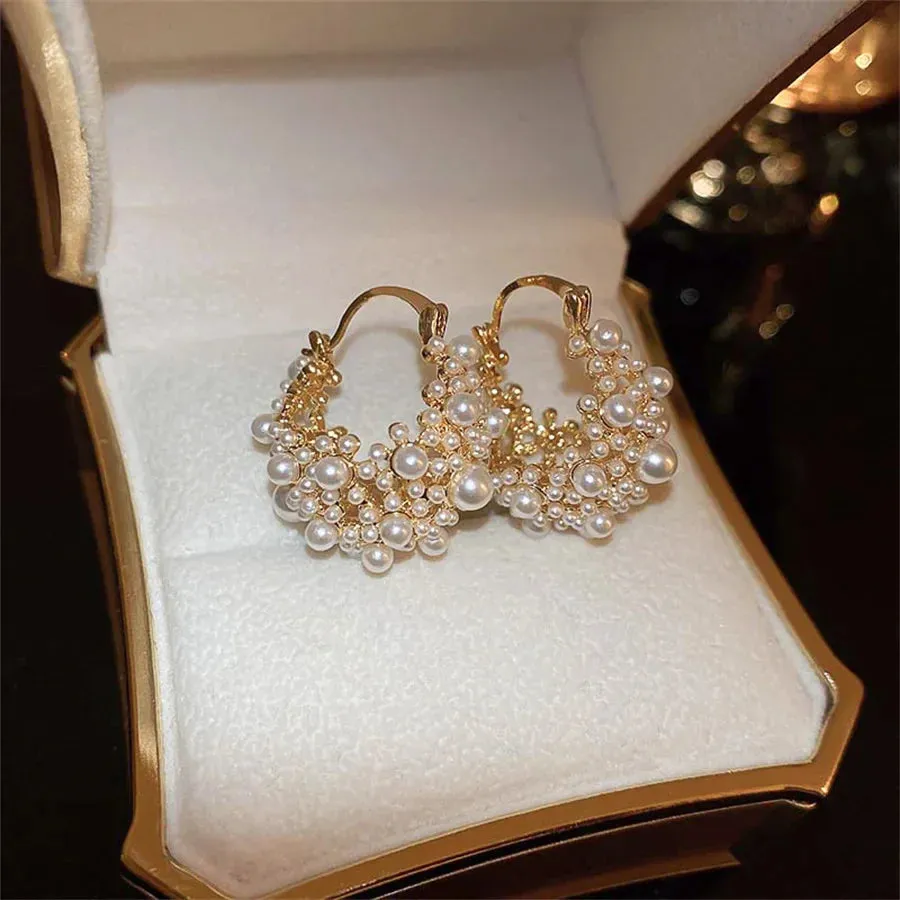 New Simple Temperament Circle Pearl Small Versatile Korean Earring