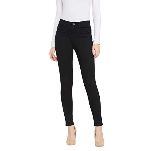 Nifty Women's Denim Stretchable Slim Fit High Waist Jeans (1393N_BLK_36_Black_36)