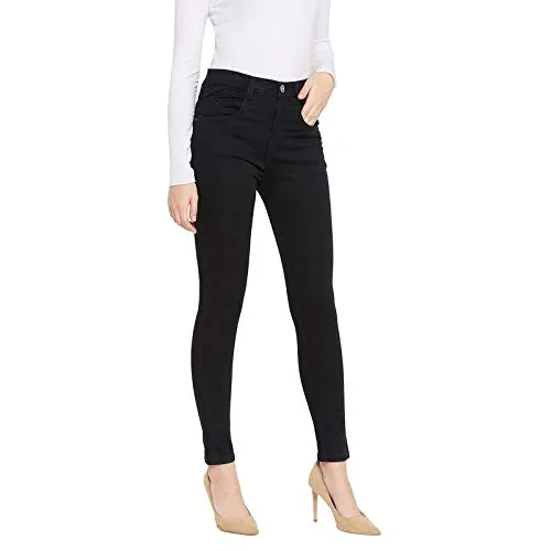 Nifty Women's Denim Stretchable Slim Fit High Waist Jeans (1393N_BLK_36_Black_36)