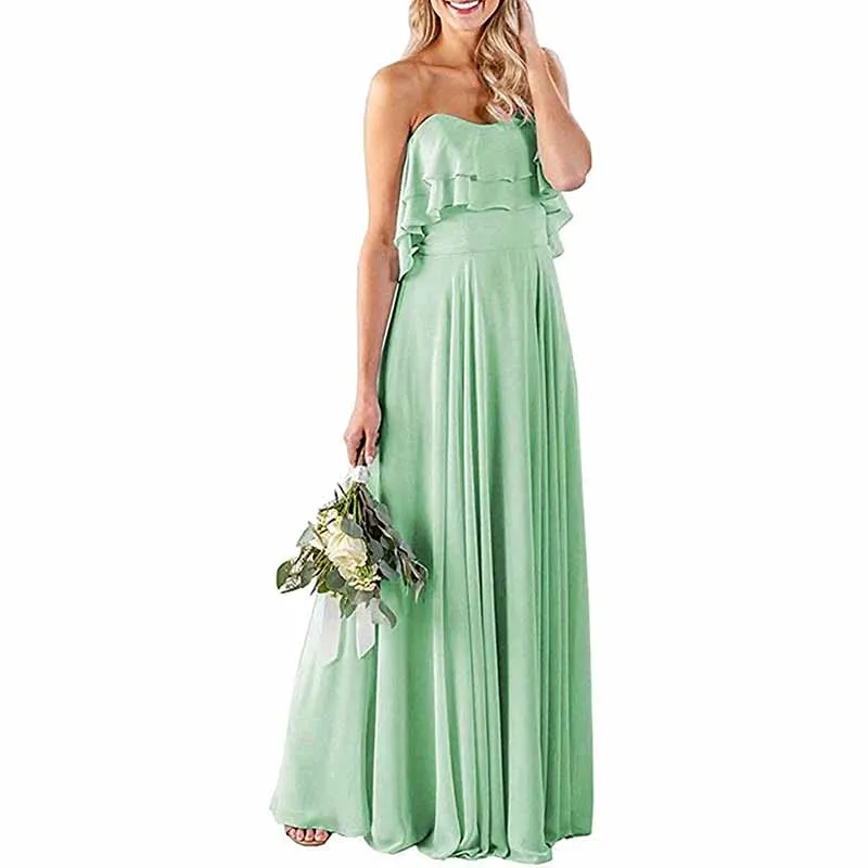 Off Shoulder With Pockets Bridesmaid Dresses Chiffon Long Formal Dresses for Women