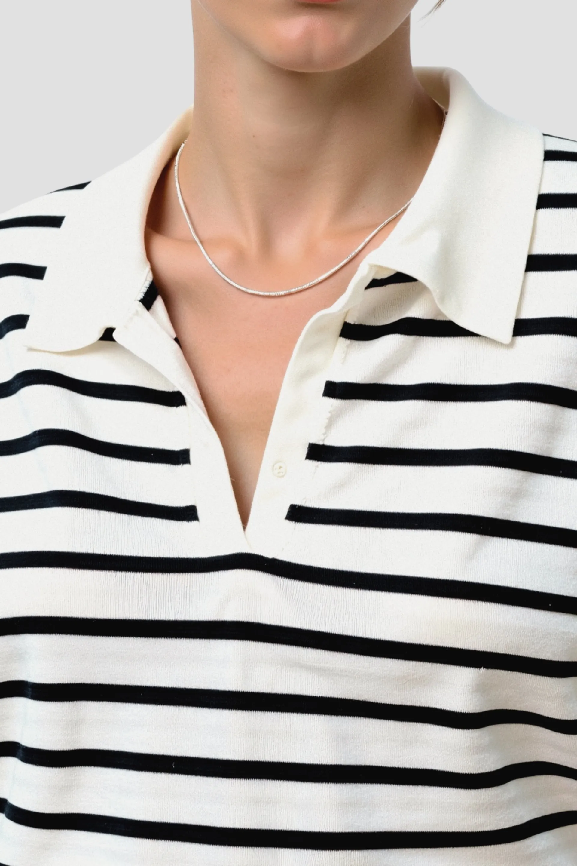 Old Money Versatile Striped Pattern Collared Top