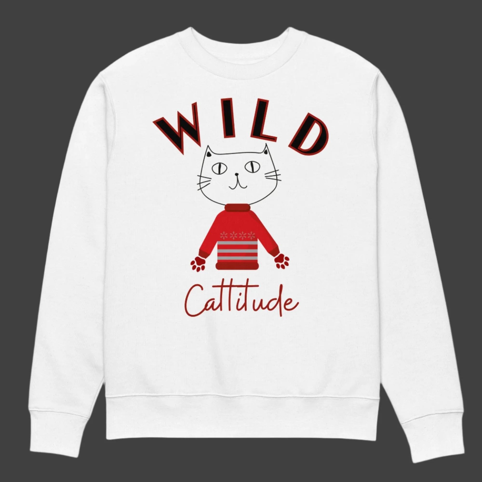 Organic Cotton Cat Sweatshirt – Wild Cattitude Design