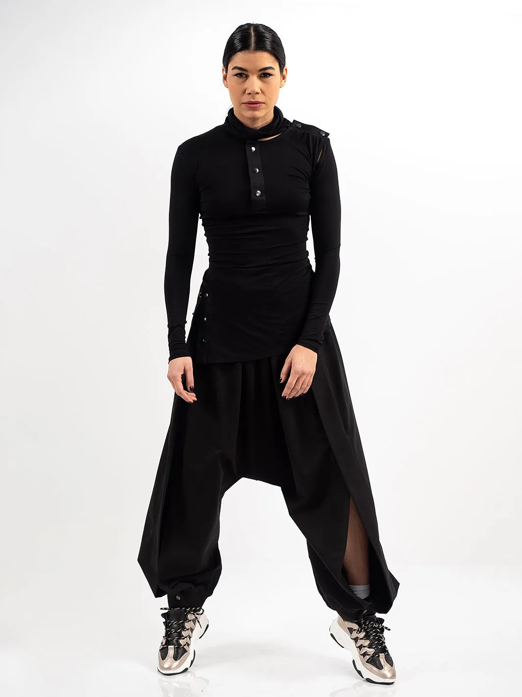 Oversize Black Pants With Cutouts