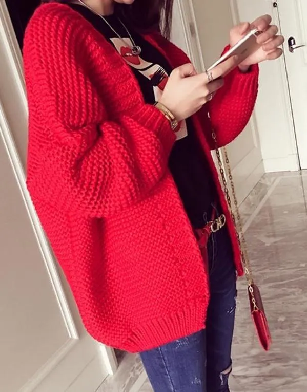 OVERSIZED DOUBLE-KNIT CARDIGAN