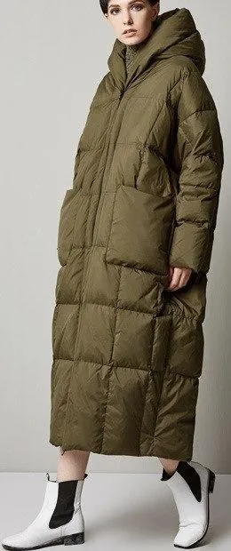 Oversized Puffer Coat - Green, Grey or Black