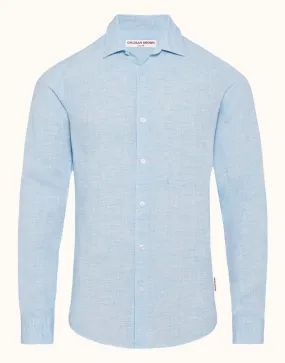 Pale Blue and White Collared Tailored Giles Linen Shirt