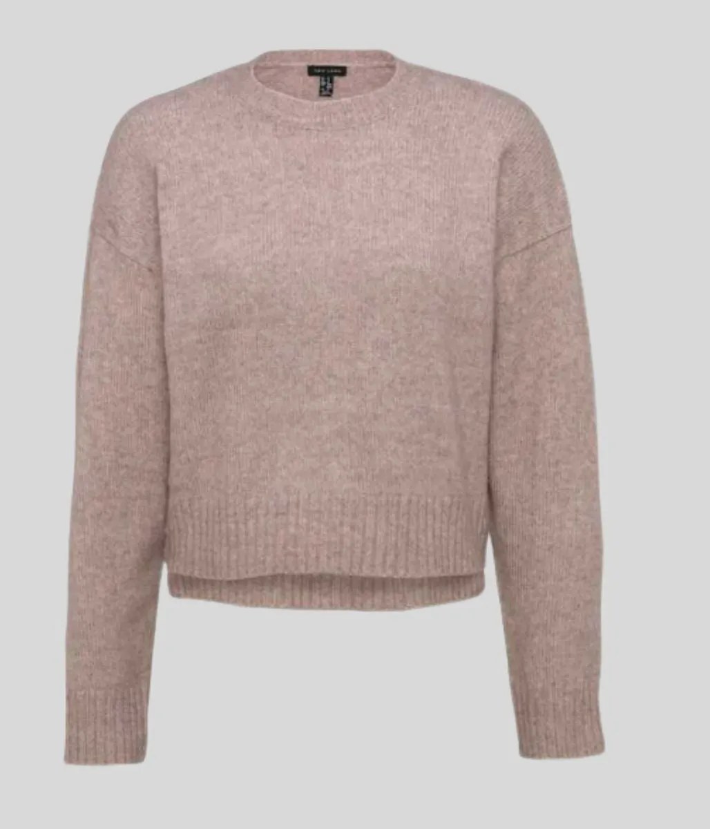 Pale Pink Fine Knit Cropped Jumper