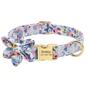 Personalized Floral Print Nylon Dog Collar