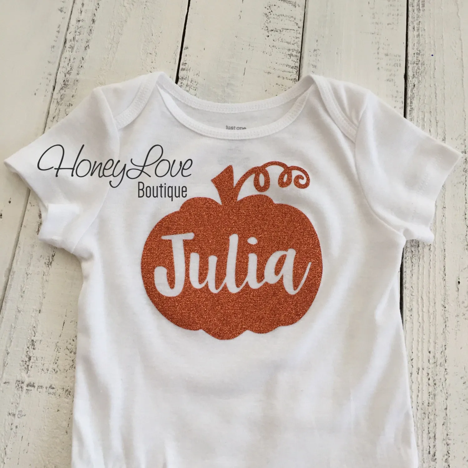 Personalized name Pumpkin glitter bodysuit