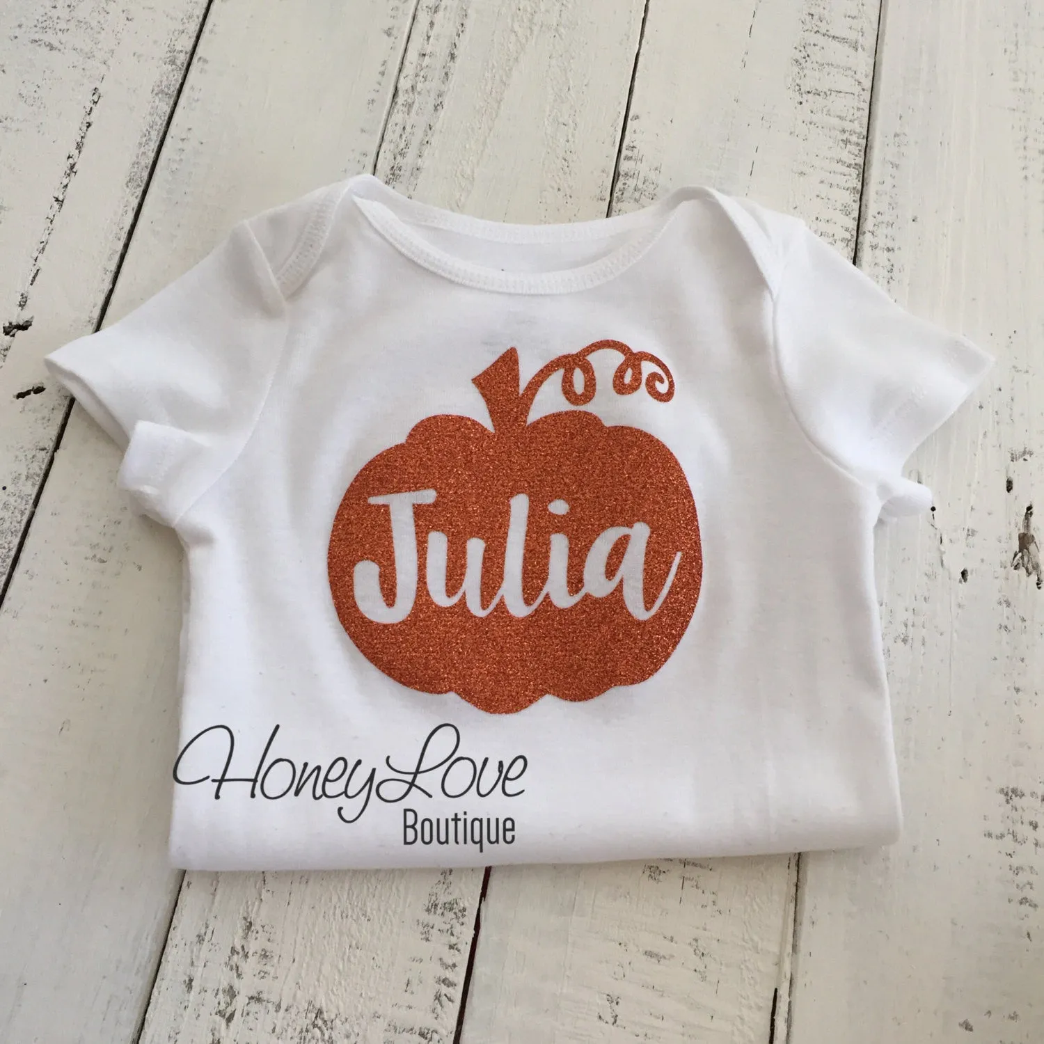 Personalized name Pumpkin glitter bodysuit