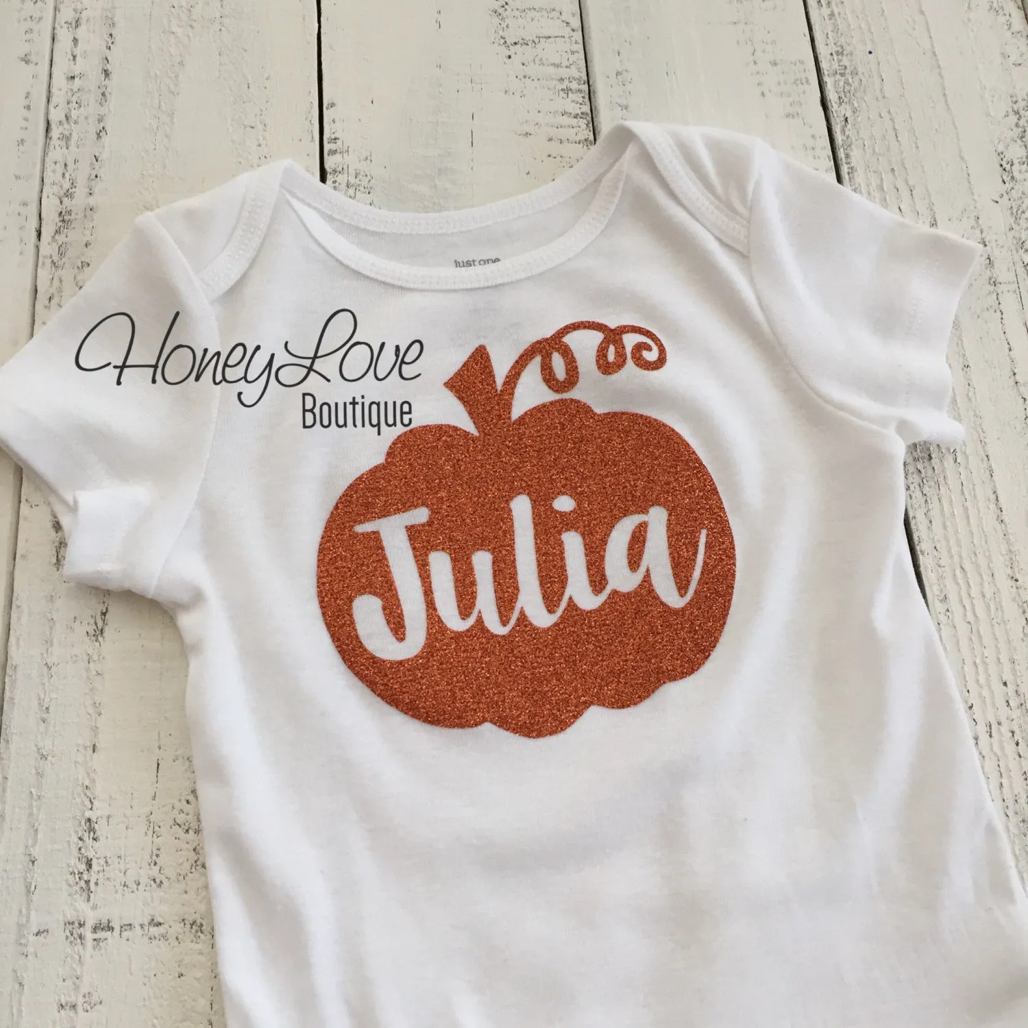 Personalized name Pumpkin glitter bodysuit