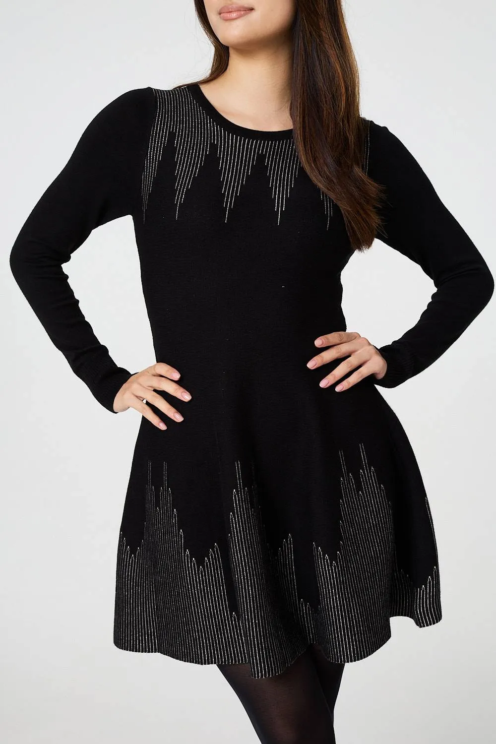 Printed Knit Dress With Removable Rollneck