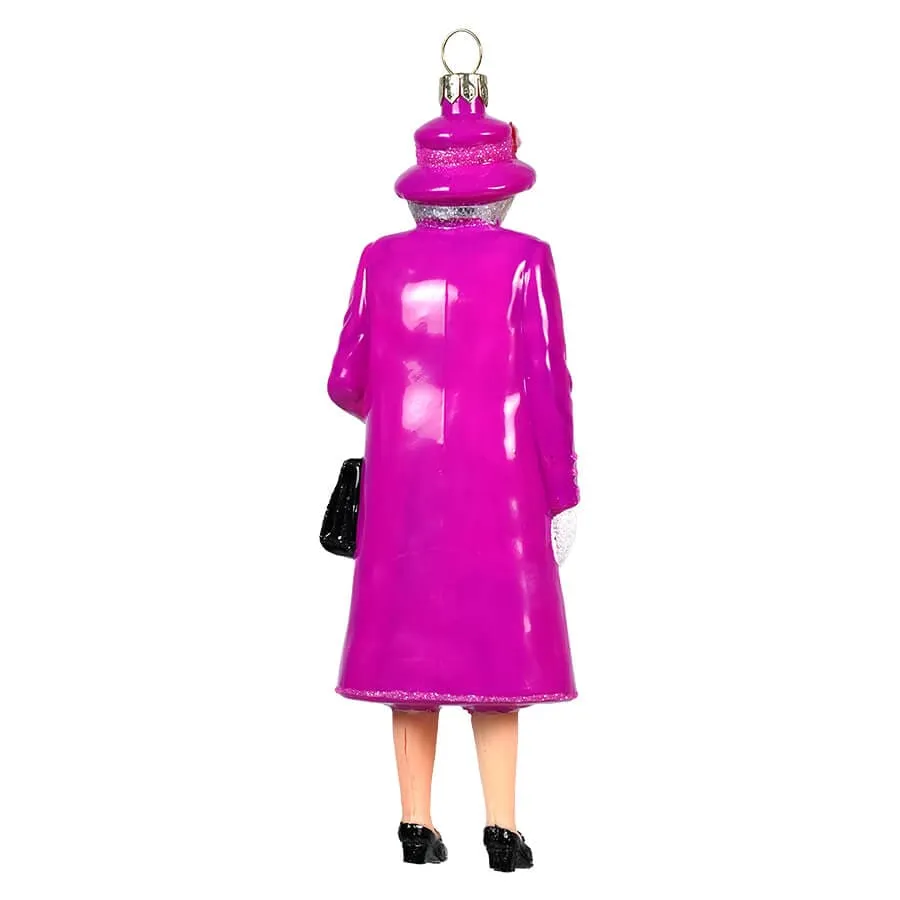 Queen Elizabeth Wearing Dark Pink Peacoat Ornament