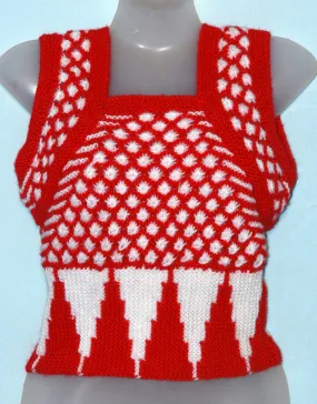 Red & White beautiful woolen handmade blouse for women free size