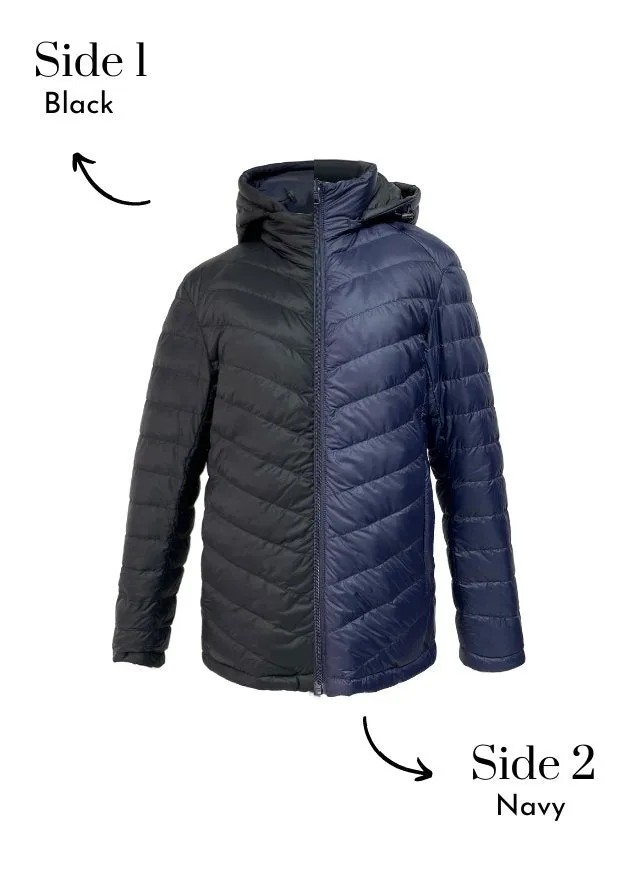 Reversible Navy/Black Mens Duck Down Jacket