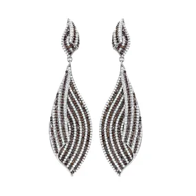 Rhodium 925 Sterling Silver Earrings with Assorted in Brown for Women Brown Stone Color Style TS033