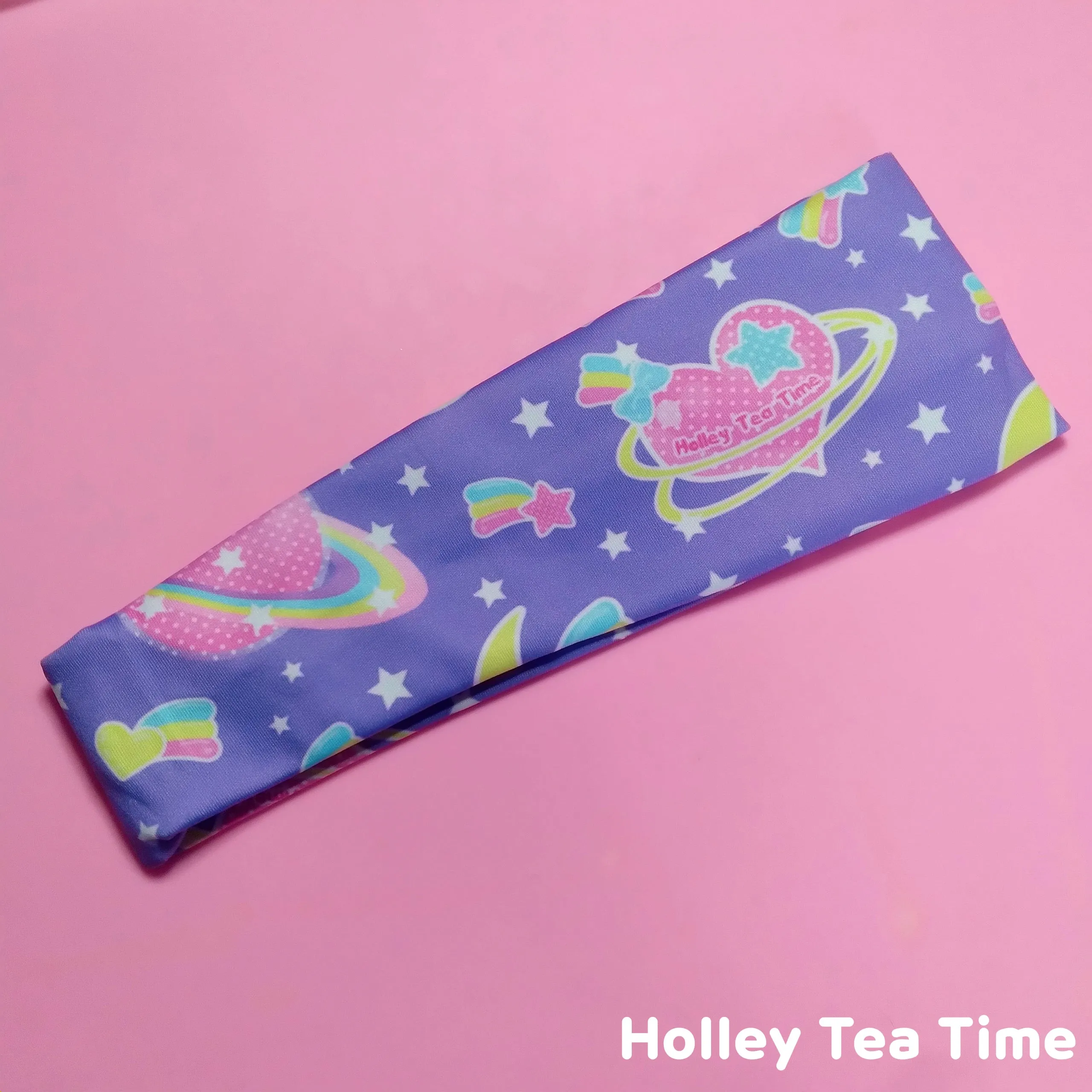 Saturn's wish purple stretchable headband [made to order]