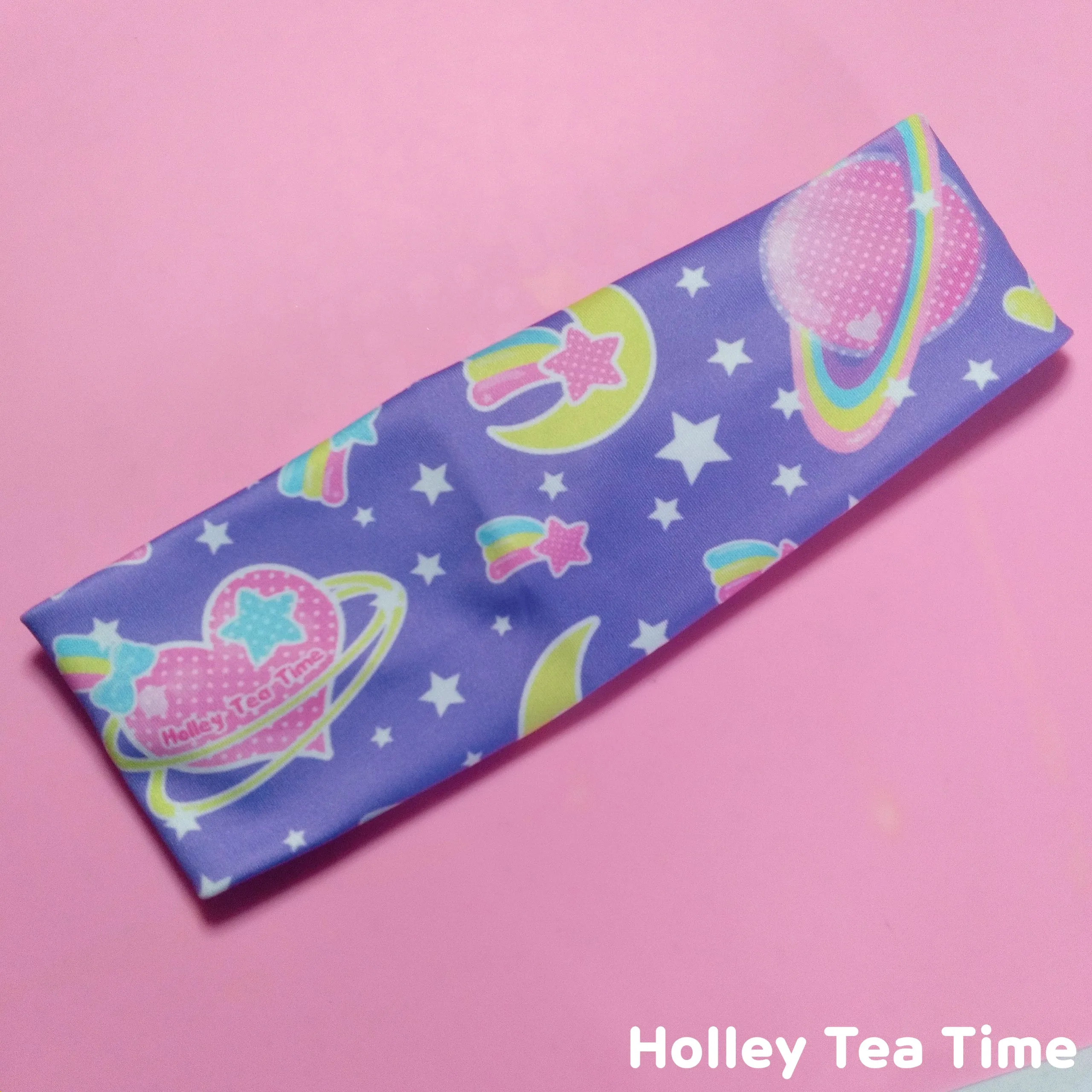 Saturn's wish purple stretchable headband [made to order]