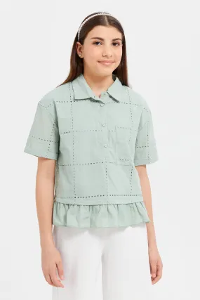 Senior Girls Mint Embroidered Shirt