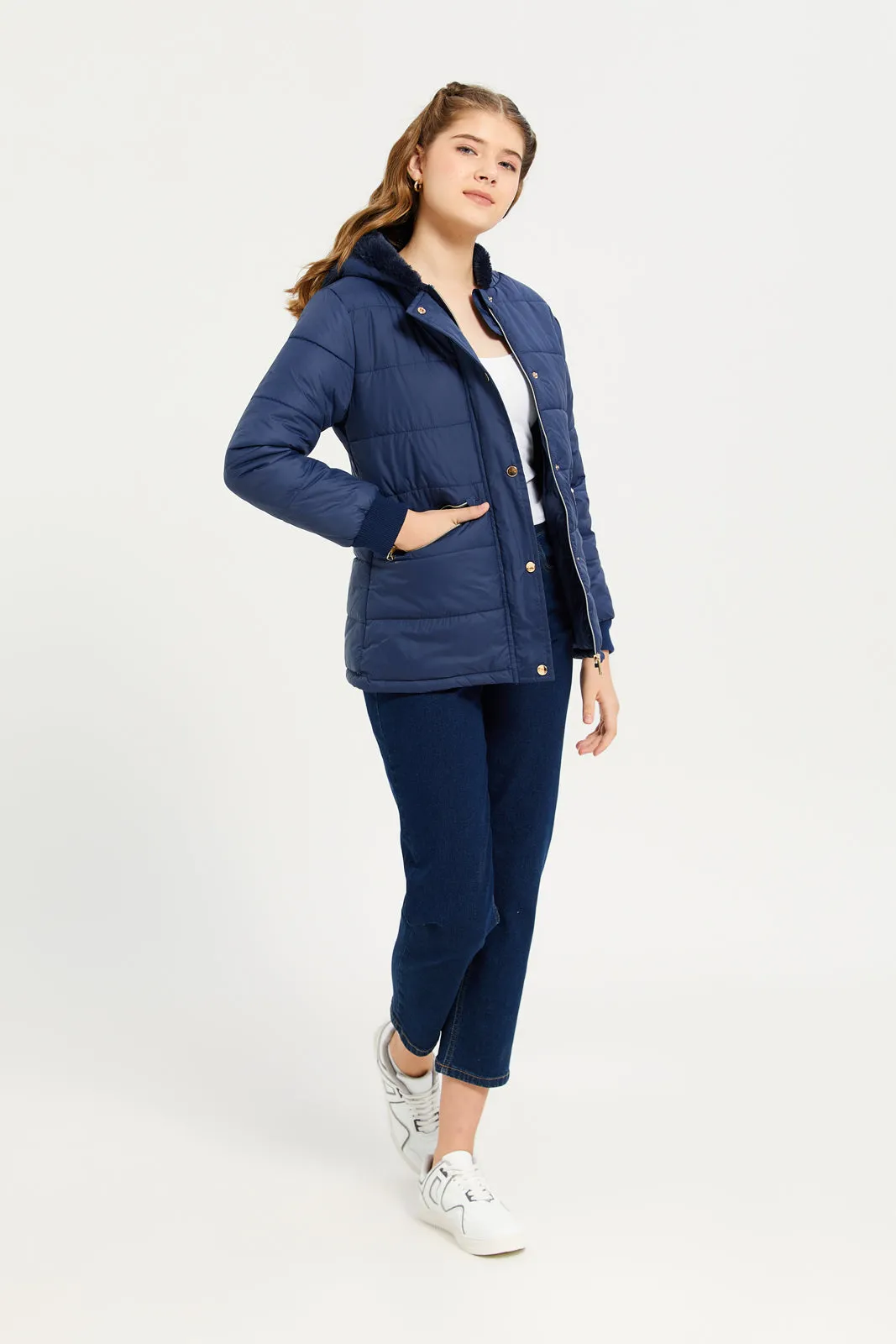 Senior Girls Navy Hooded Jacket