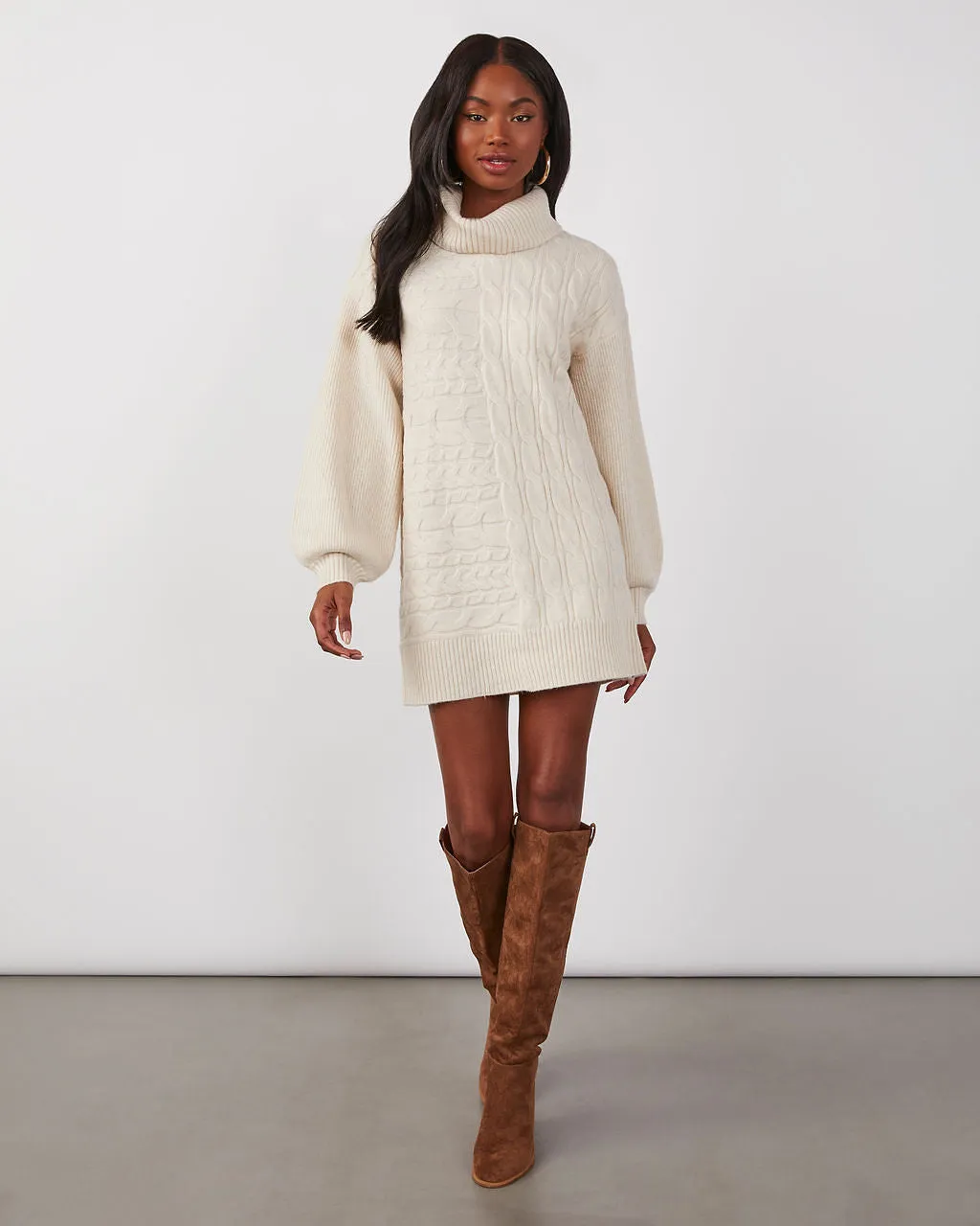 Sherwood Cable Knit Mini Sweater Dress