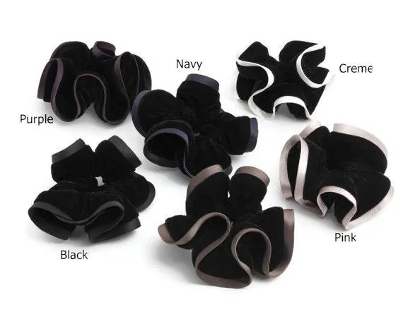 silk velvet scrunchies solid Color Trim Two Tone Premium elastic hair tie women accessory