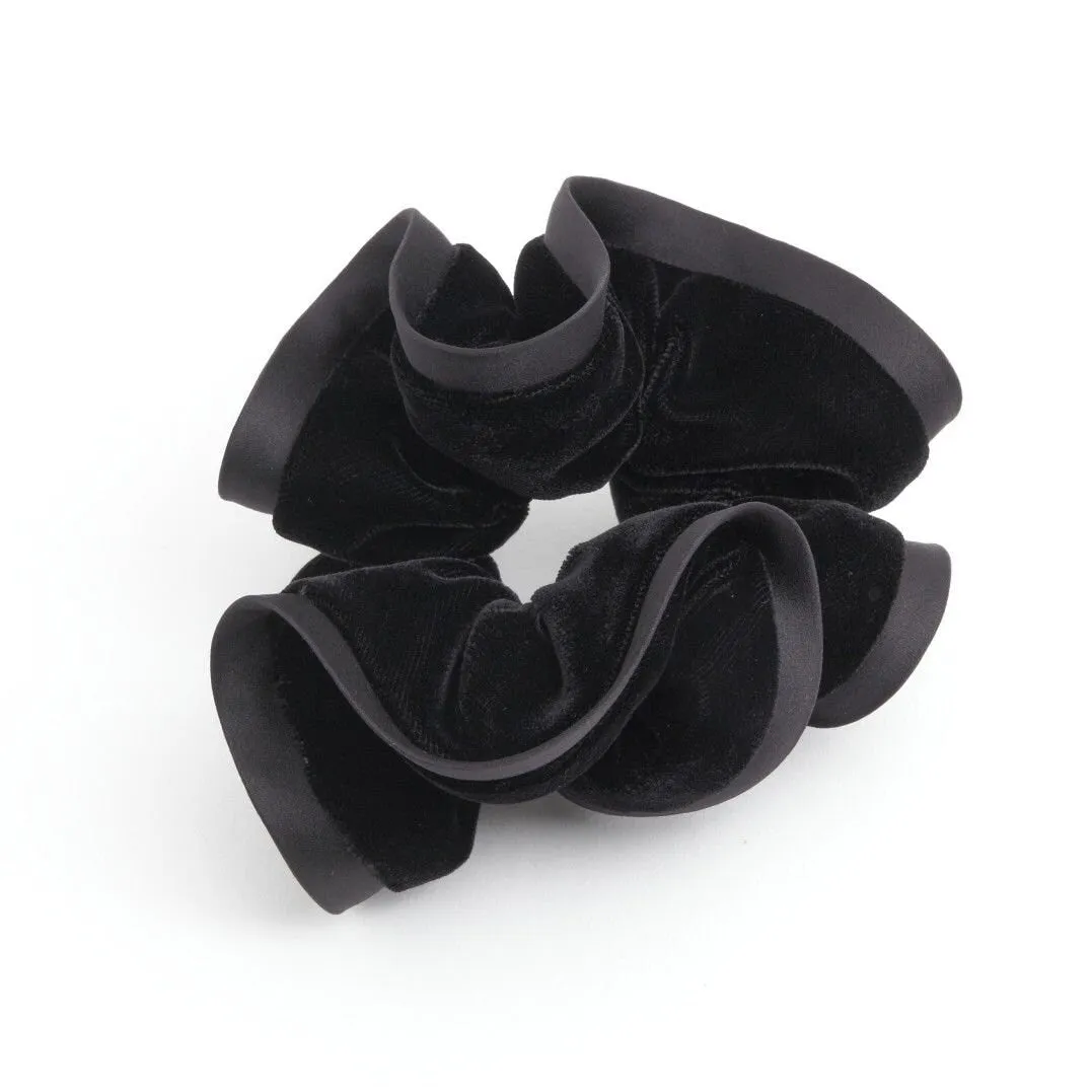 silk velvet scrunchies solid Color Trim Two Tone Premium elastic hair tie women accessory