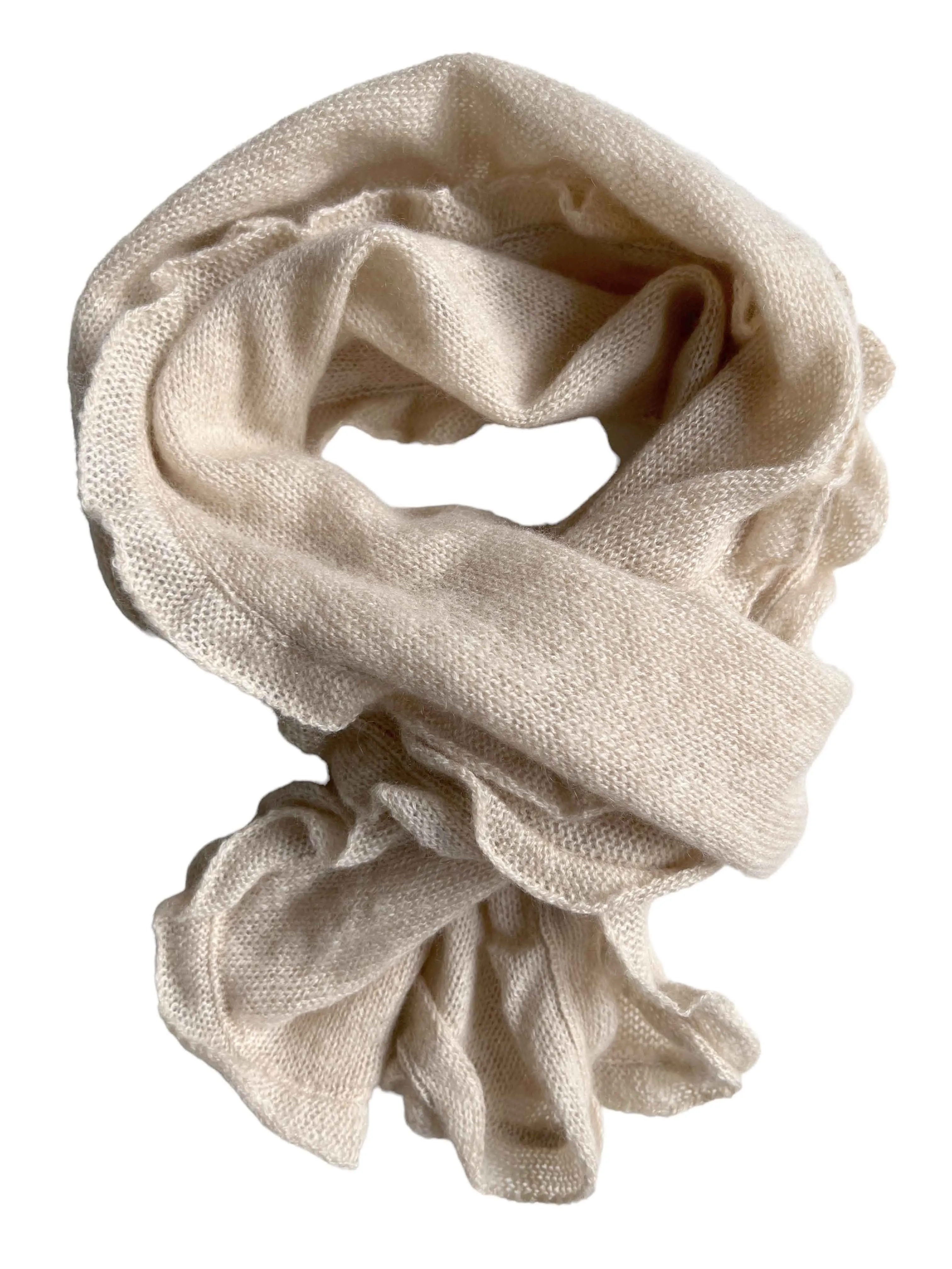 Small cashmere scarf in oat - Ruffled