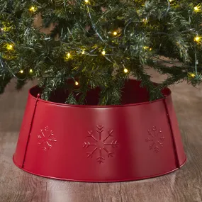 Snowflake Christmas Tree Collar Metal Barn Red 8x20x20