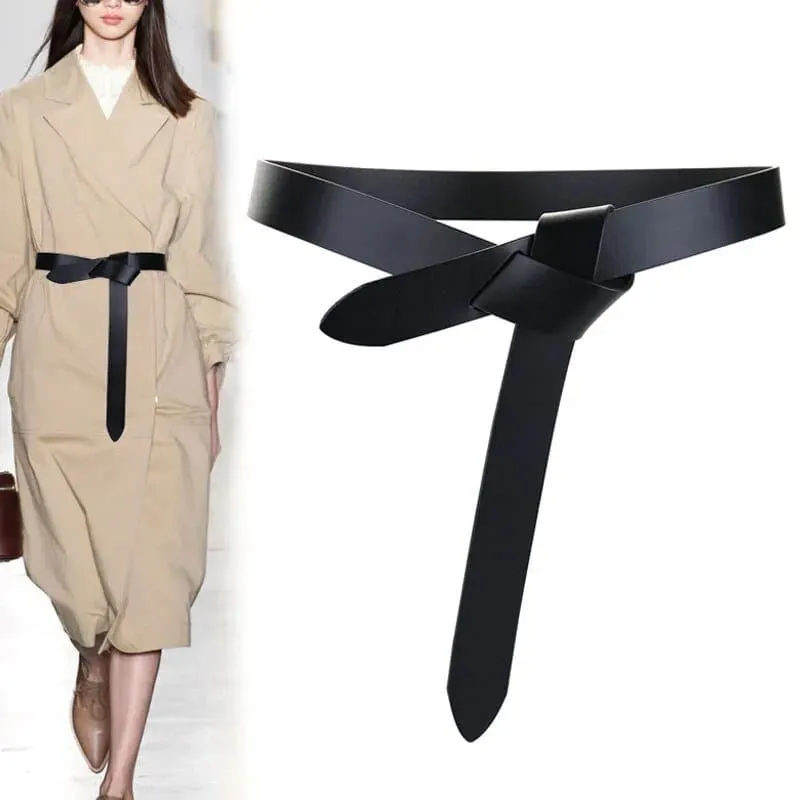 Soft Leather Knotted Strap Belt - Fashion-forward, Versatile, and Comfortable