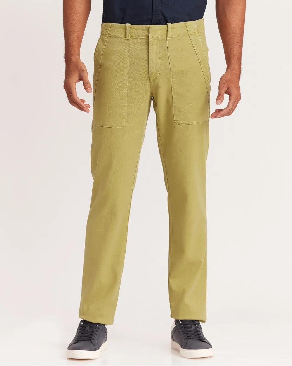 Straight Fit Garment Dyed Outdoor Chinos - Light Olive