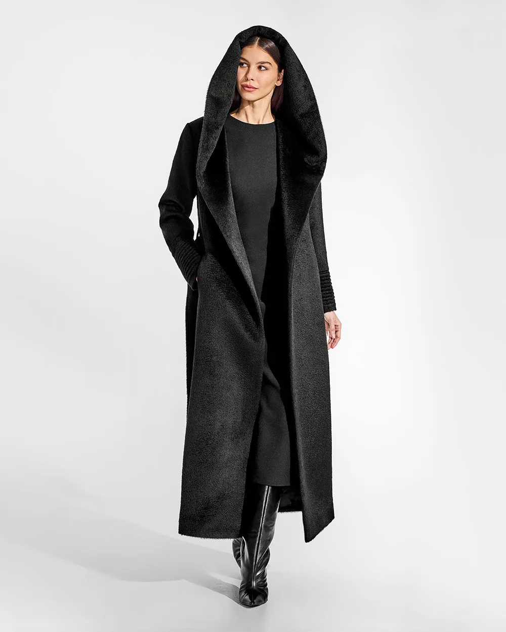 Suri Alpaca Maxi Hooded Wrap Coat