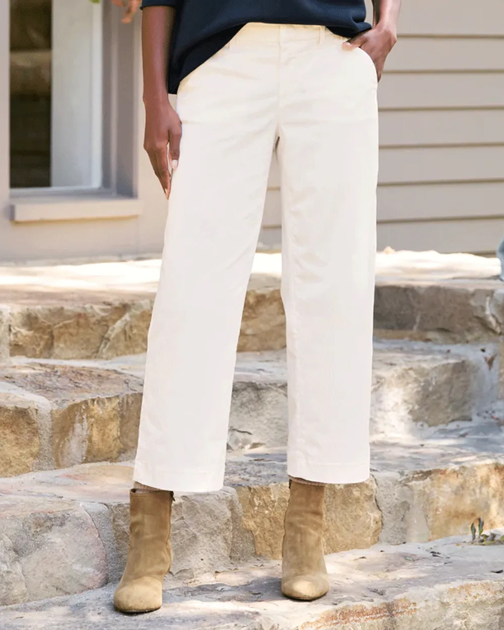 The Italian Wide Leg Chino in Chalk