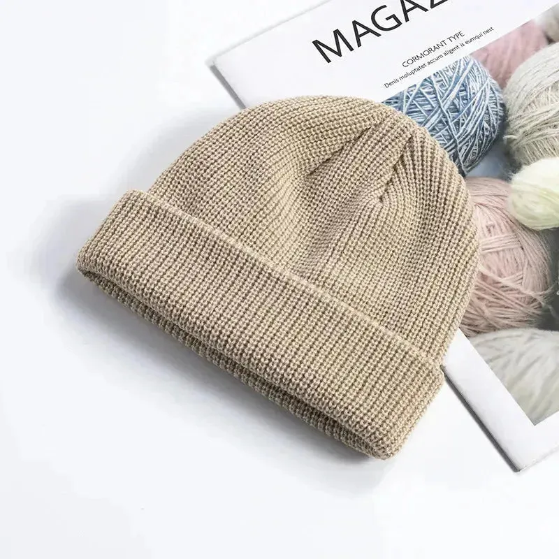 Trendy Knitted Beanie - Cozy Wool Cap for Cold Weather