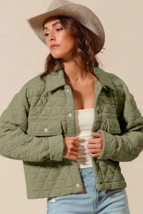 Triangle Quilted Button Jacket