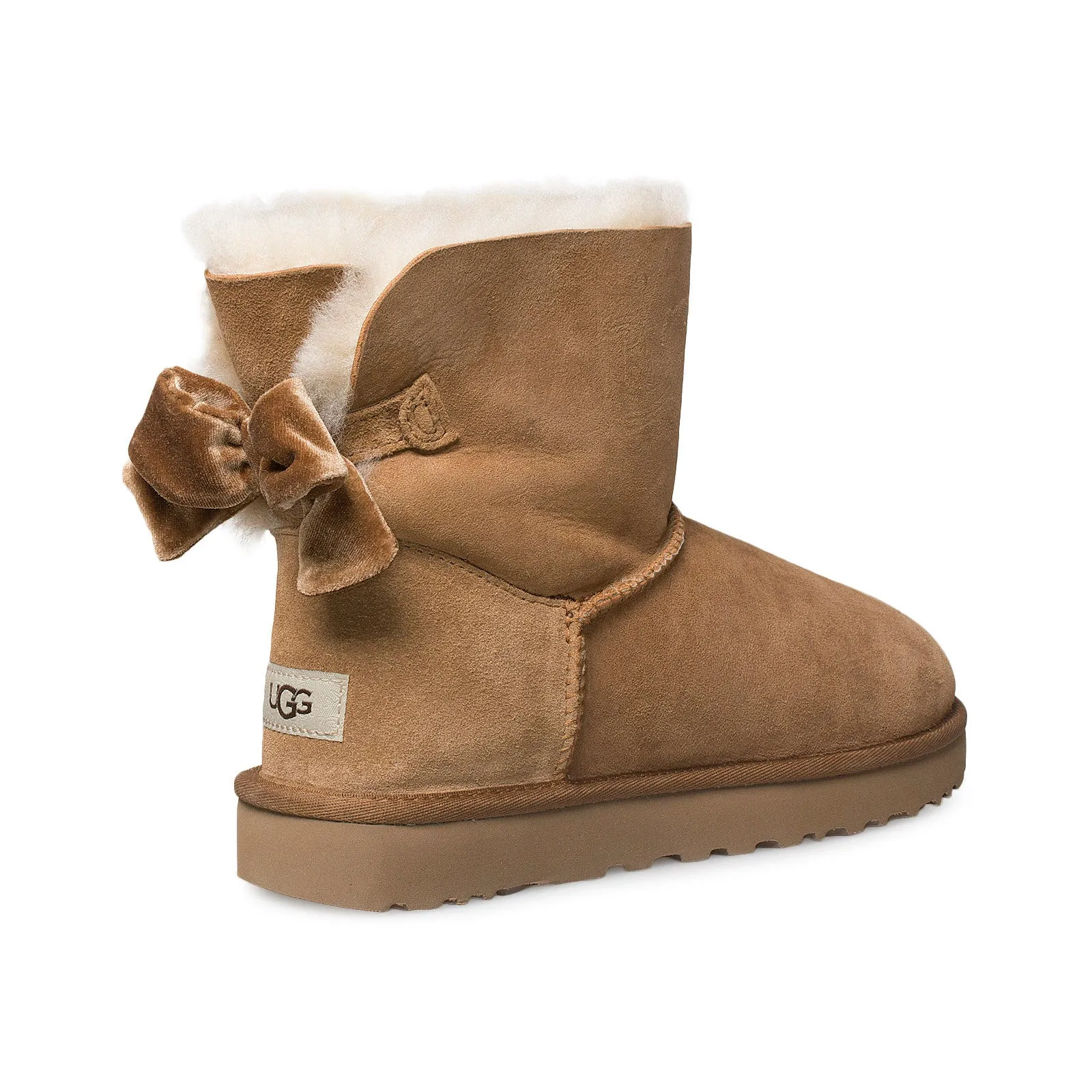 UGG Mini Bailey Bow II Velvet Ribbon Chestnut Boots - Women's