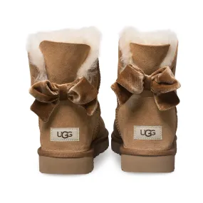 UGG Mini Bailey Bow II Velvet Ribbon Chestnut Boots - Women's